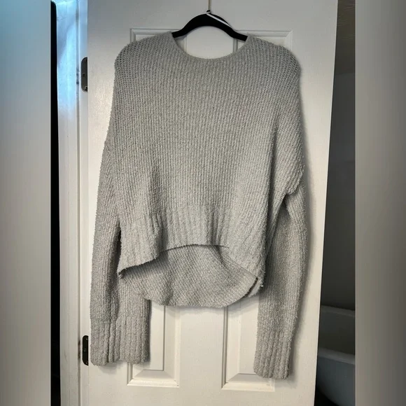 Free People Sensual Wrap Sweater Chunky Ribbed Knit Long Sleeve Grey Large - Picture 10 of 10